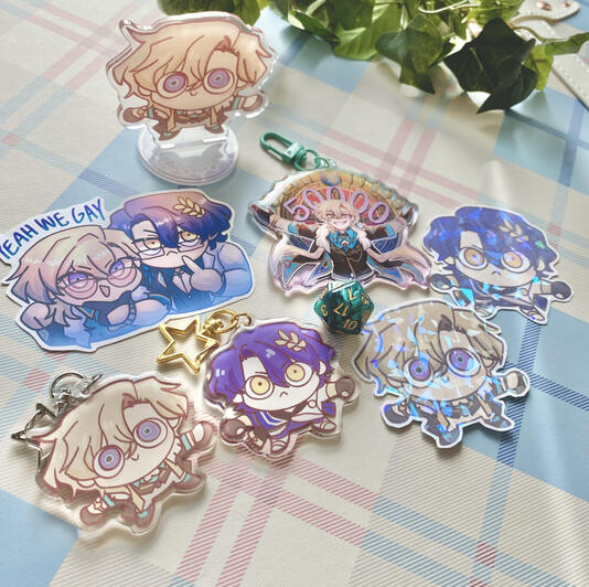 Honkai Star Rail - Aventurine and Ratio Charms, Stickers, and Standees